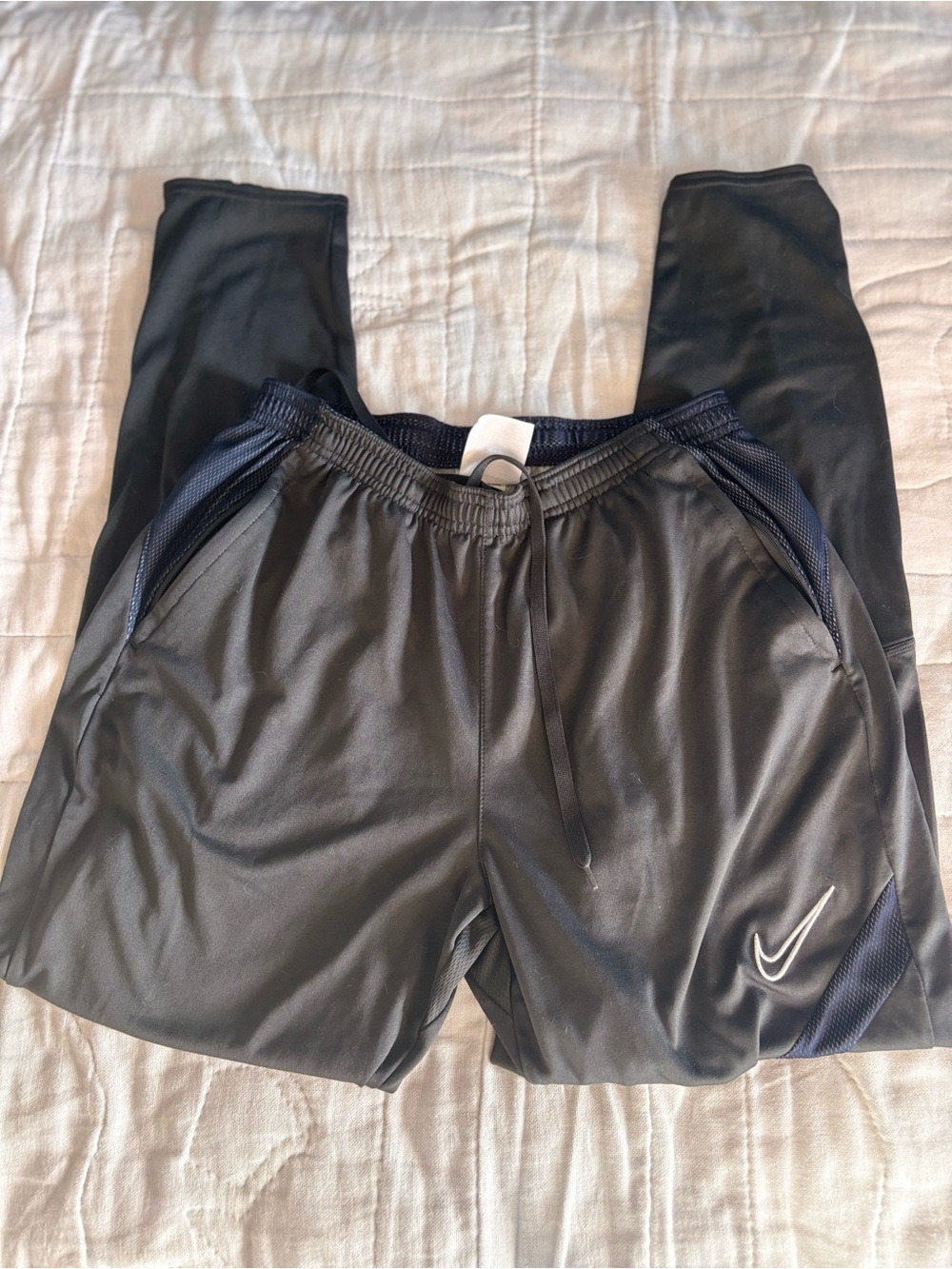 Nike Dri-FIT Women’s Track Pants M Gray/Blue Drawstring Pockets Tapered.
